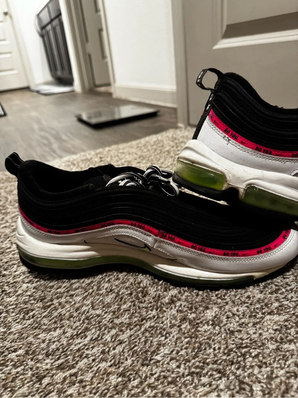 Nike Black White Sneakers with Pink Accent Trim